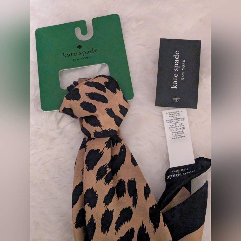 Kate Spade Modern Leopard Print Silk Square Scarf - Picture 3 of 6